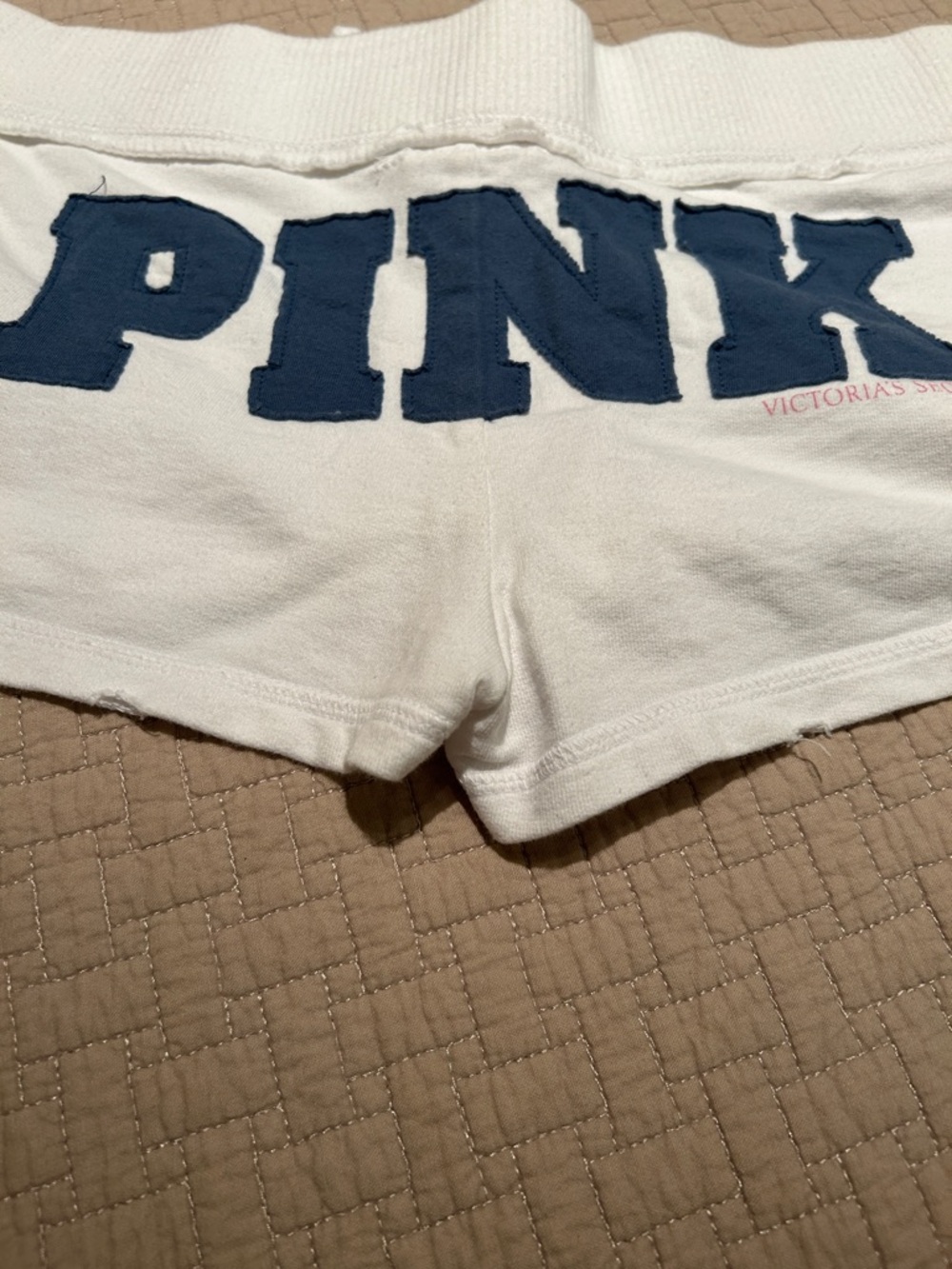 PINK White Drawstring Lounge Shorts with Pink Graphic